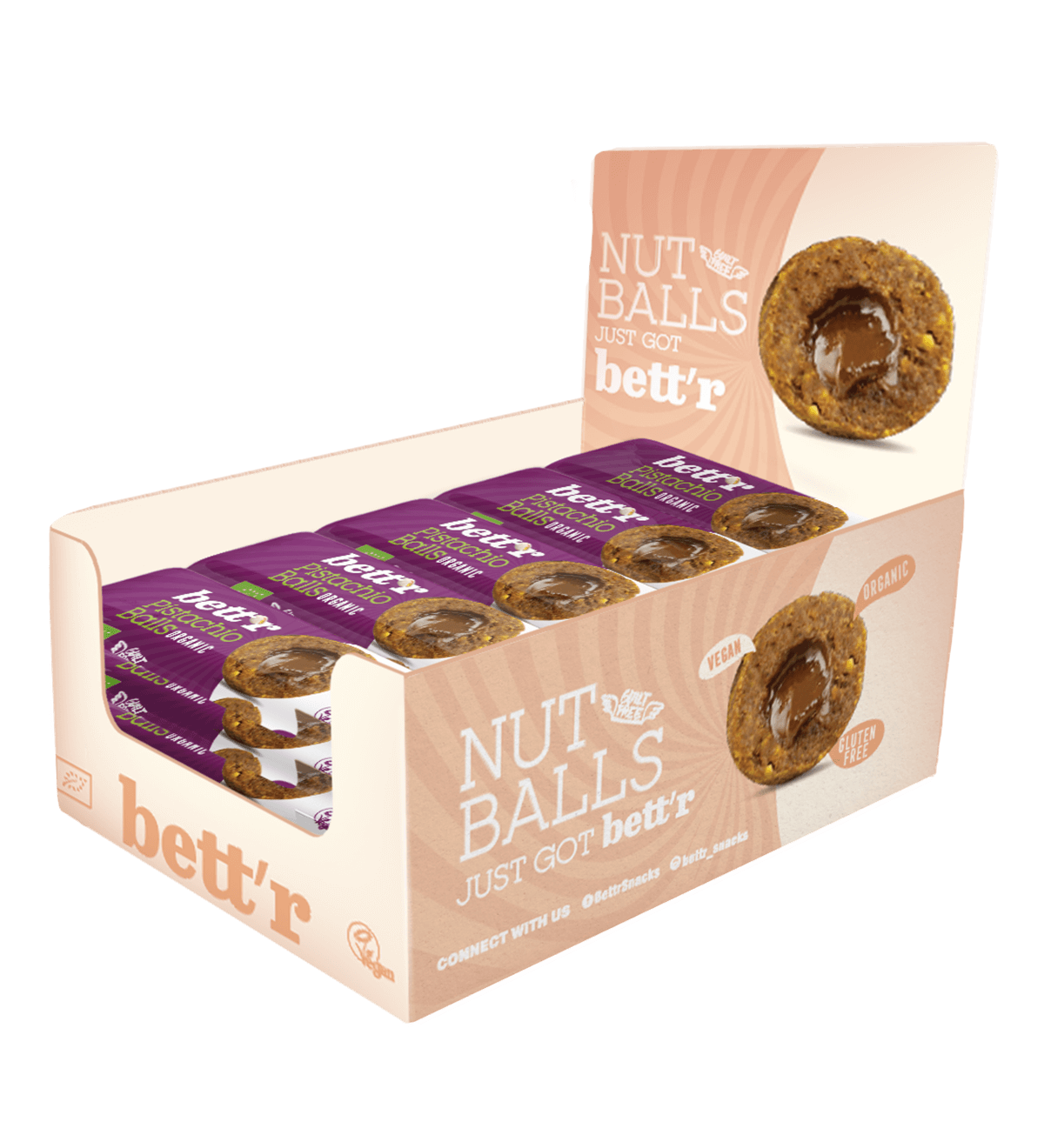 Bett'r Snacks Bio Fruchtkugeln mit Pistazienfüllung