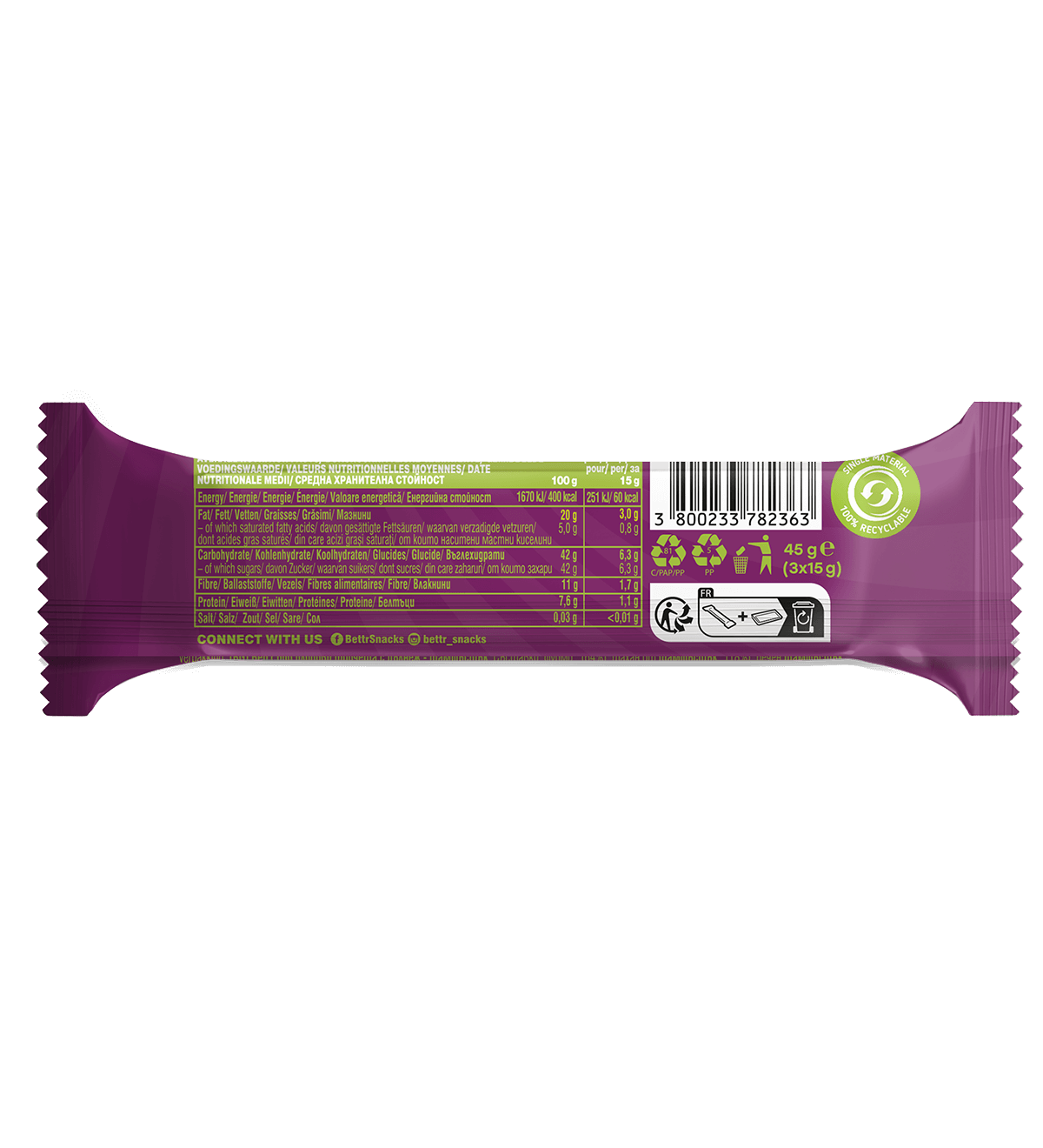 Bett'r Snacks Bio Fruchtkugeln mit Pistazienfüllung
