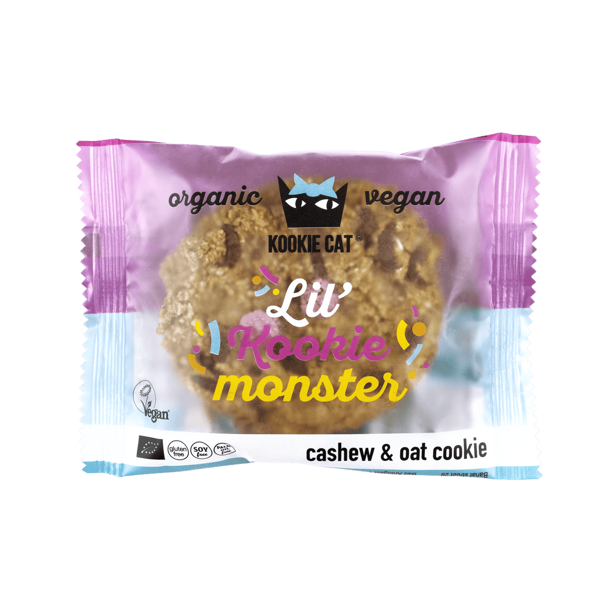 Kookie Cat Cookie Bio Cookie Lil Monster mit Schokolinsen