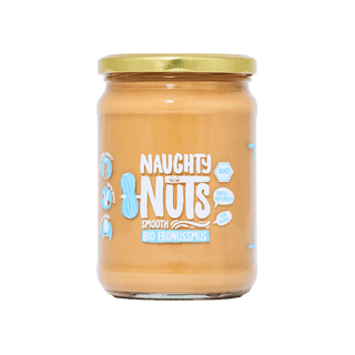 Bio Erdnussmus Smooth im 500g Glas mit goldfarbenem Deckel